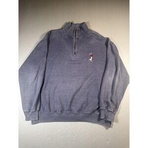 Big Dogs Sweater‎ Mens 1X Blue Quarter Zip Golf Embroidered Pullover Top